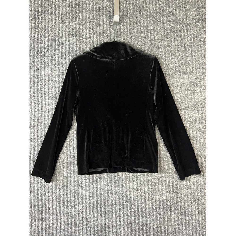 White Stag Black Velour Rose Embroidered Blazer Jacket Small Whimsigoth Goth Y2K - Picture 8 of 10